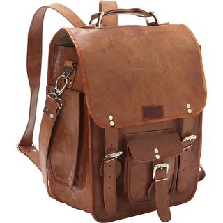 Three in One Backpack/Brief/Messenger Brown   Sharo Leather B