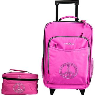 O3 Kids Luggage and Toiletry Bag Set   Bling Rhinestone Peace Pink Bling