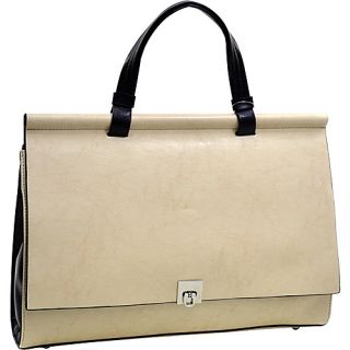 Classic Faux Leather Briefcase Beige/Brown   Dasein Ladies Business