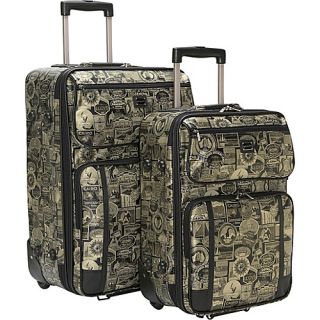 New Travel Print 2 Pc. Luggage Set   Gold