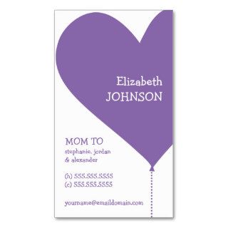 Big Purple Heart Trendy Mommy Business Card