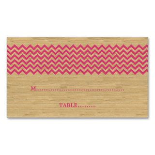 Pink Rustic Chevron Wedding Place Card Business Cards
