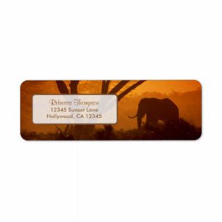 Beautiful Elephant Silhouette during Sunset Return Address Labels