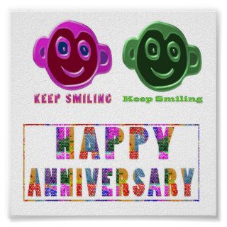 HAPPY ANNIVERSARY  Artistic Text n Faces Print