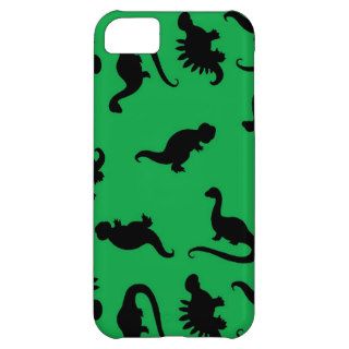 Dinosaur Silhouettes on Green Background Pattern iPhone 5C Cover