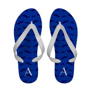 Monogram blue mustache pattern sandals