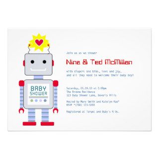 Robot Baby Shower Invitations, 5x7