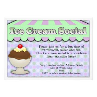 Ice Cream Social, Purple/Green Stripe Sundae Personalized Announcements