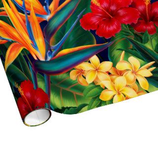 Tropical Paradise Hawaiian Floral Wrapping Paper