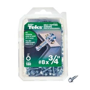 Teks #10 x 1 in. Zinc Plated Hex Washer Head Self Tapping Drill Point Screws (140 Pack) 21328
