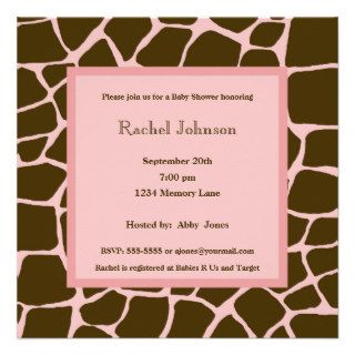 Pink and Brown Gariffe Baby Shower Invitation
