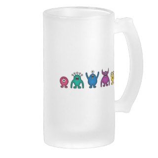 Rainbow Alien Monsters Glass Coffee Mug