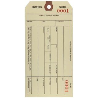 Aviditi G18011 10 Point Cardstock #8 Stub Style Inventory Tag, "Number 0001 0999", 6 1/4" Length x 3 1/8" Width, Manila (Case of 1000)