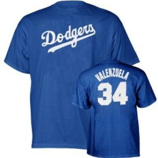 Fernando Valenzuela #34 Los Angeles Dodgers Cooperstown Blue Name and Number T Shirt  Clothing