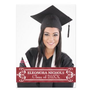 Class of 2014 graduation red damask photo card