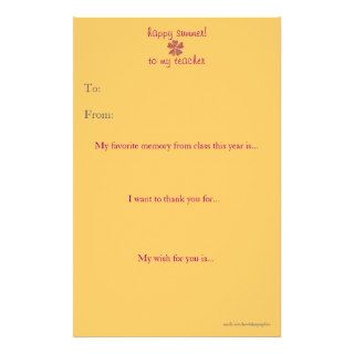 Year end teacher thank you note stationery paper