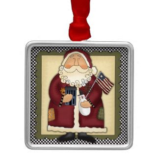 Santa Claus Patriotic Country Christmas Keepsake Ornament