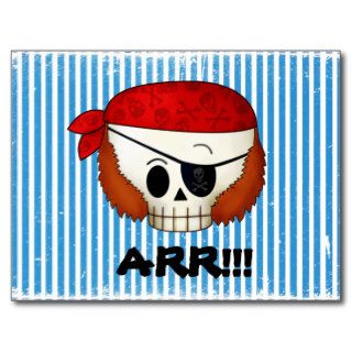 Arr Old School Pirate Skull Postcard