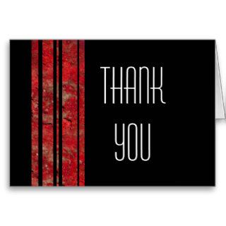Red & Black Stripe Thank You Note Card