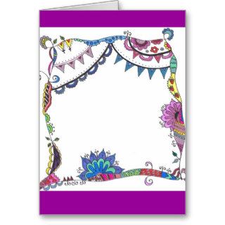 Colorful Abstract Flower Border Doodle Greeting Ca Card