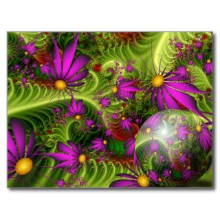 Spring Violet Abstract Flowers Post Cards