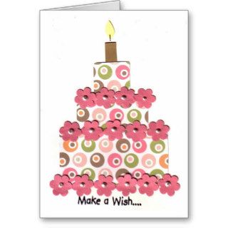 Circles with Pink Flowers Cake Greeting Cards
