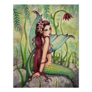 Green Lagoon Mermaid Art Poster Print