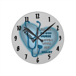 Blue OB GYN Nurse Round Clocks