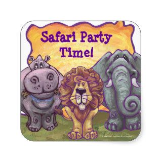Safari Animal Safari Party Time Envelope Seal Stic Square Sticker