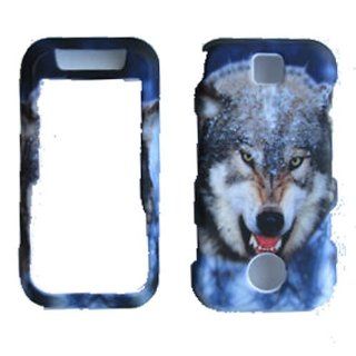 Hard Plastic Snap on Cover Fits Motorola A455 Rival Blue Wolf Verizon Cell Phones & Accessories