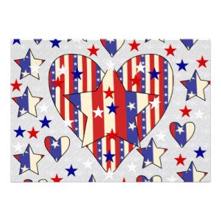 Independence Day Hearts Custom Invitations