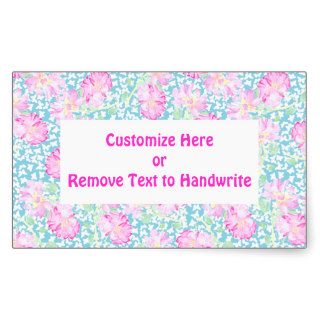 Labels to Customize, Pink Roses, White Butterflies Rectangular Sticker