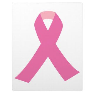 Pink ribbon of breast cancer awareness display plaque