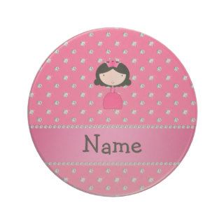 Personalized name princess pink diamonds drink coasters