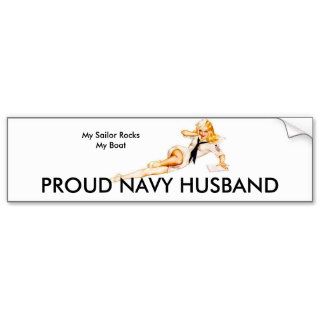 Navy Husband Pinup Bumper Sticker