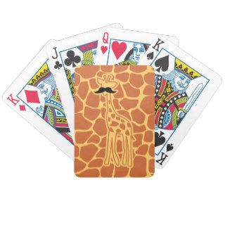 Giraffe with mustache bicycle playing cards