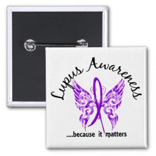 Grunge Tattoo Butterfly 6.1 Lupus Pinback Button