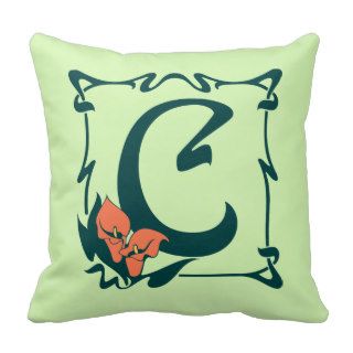 Fancy vintage art nouveau letter C Throw Pillows