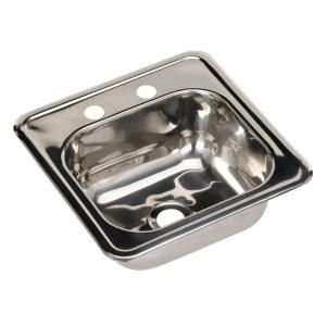 Pegasus Drop in Polished Stainless Steel 15x15x6 2 Hole Single Bowl Bar Sink with Ledge DISCONTINUED 5762SP