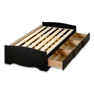 Prepac Sonoma Black Twin XL 3 Drawer Platform Storage Bed BBX 4105 K