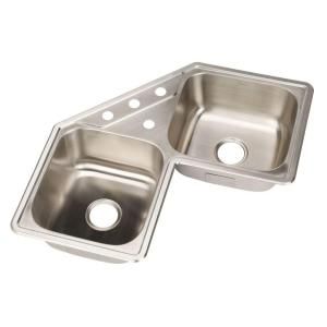 HOUZER Legend Series Topmount Stainless Steel 31.875x31.875x8 4 Hole Single Bowl Kitchen Sink LCR 3221 1