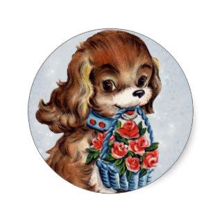 Vintage Valentine Puppy Stickers