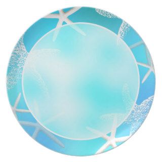 Aquamarine Starfish on Blue Dinner Plates