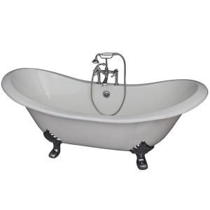 Barclay Products 5.92 ft. Cast Iron Double Slipper Bathtub Kit in White with Polished Chrome Accessories TKCTDSH CP2