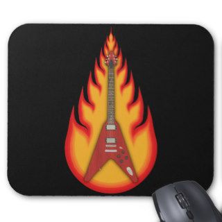 Flying V Guitar & Flame Graphics Mouse Pads