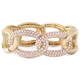 Liz Claiborne Gold Tone Pink Stone Stretch Bracelet