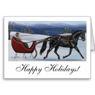 Happy Holidays One Horse Open Sleigh Card