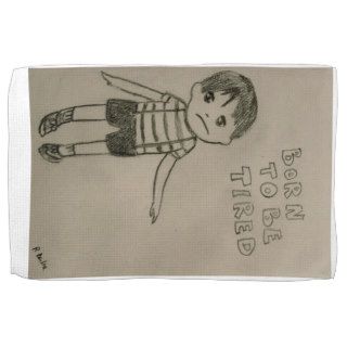 Born to ask tired boy print minimal towels