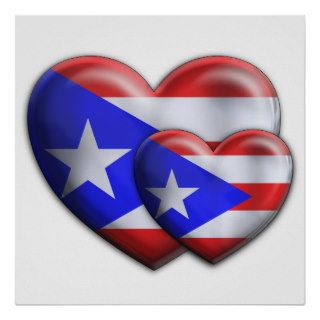 Puerto Rican Flag Hearts Print