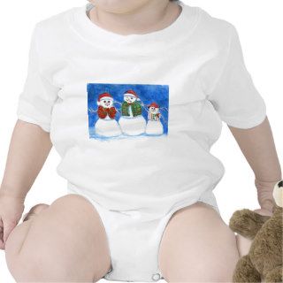 Christmas Snowman Family, Hand Drawn and Painted Rompers
